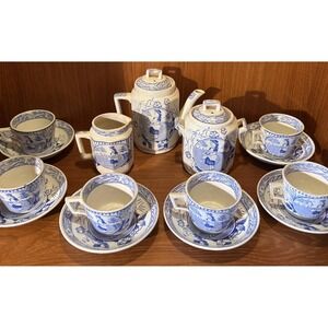 Antique 1880 Charles Allerton Little Mae With Eggs Tea Set Staffordshire England